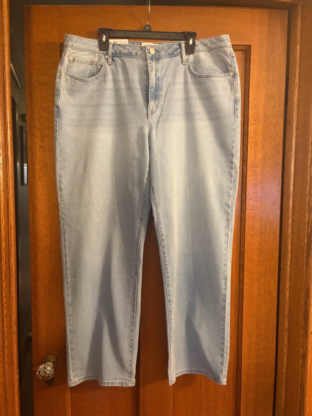 Seven7 Light Blue High-Rise Straight Jeans